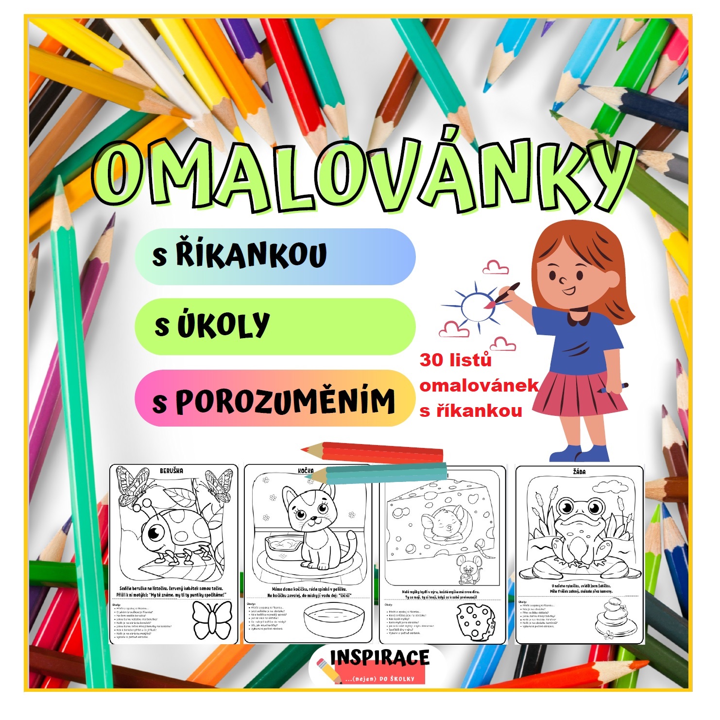 OMALOVÁNKY s říkankou úkolem a porozuměním Inspirace nejen do školky